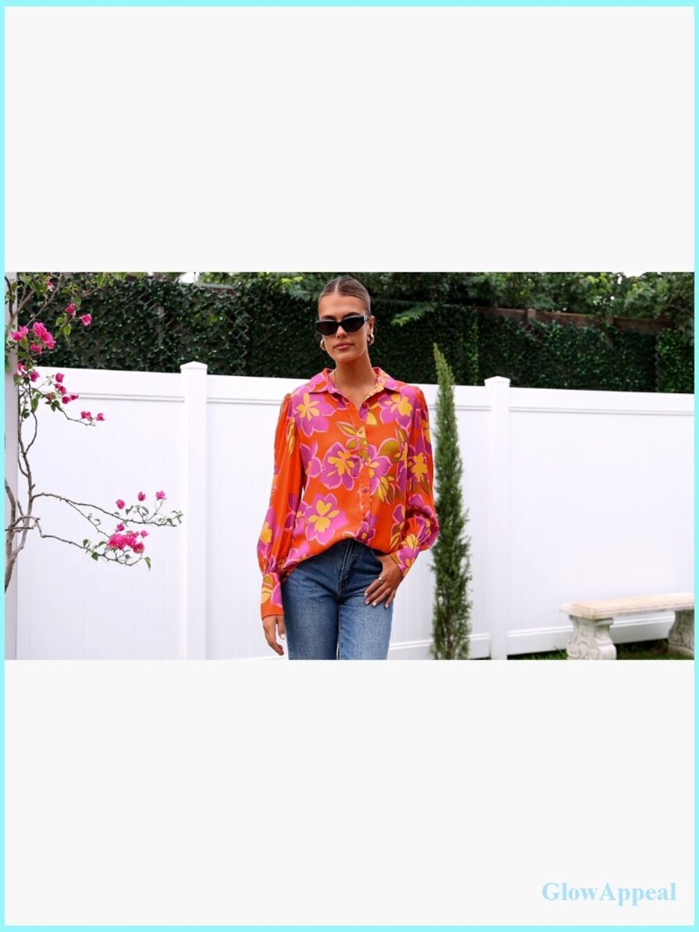 Dressy Casual Long Sleeve Button Down Blouse V Neck Boho Spring Top - Picture 7 of 7